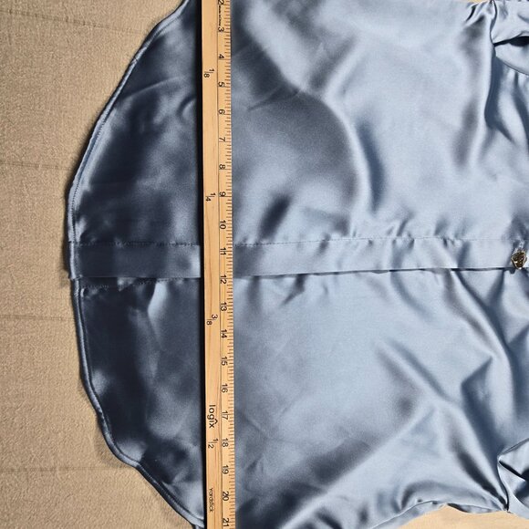 Zara Women Satin Blouse Shirt Blue Gold Button Size Medium NWOT 2138/748/431 - Picture 9 of 13